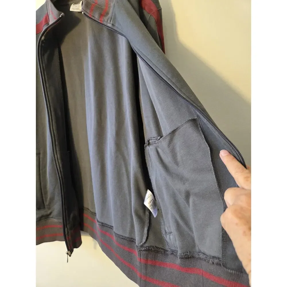 The North Face Full Zip Track Athletic Jacket Gray Maroon Stripe Men’s Large